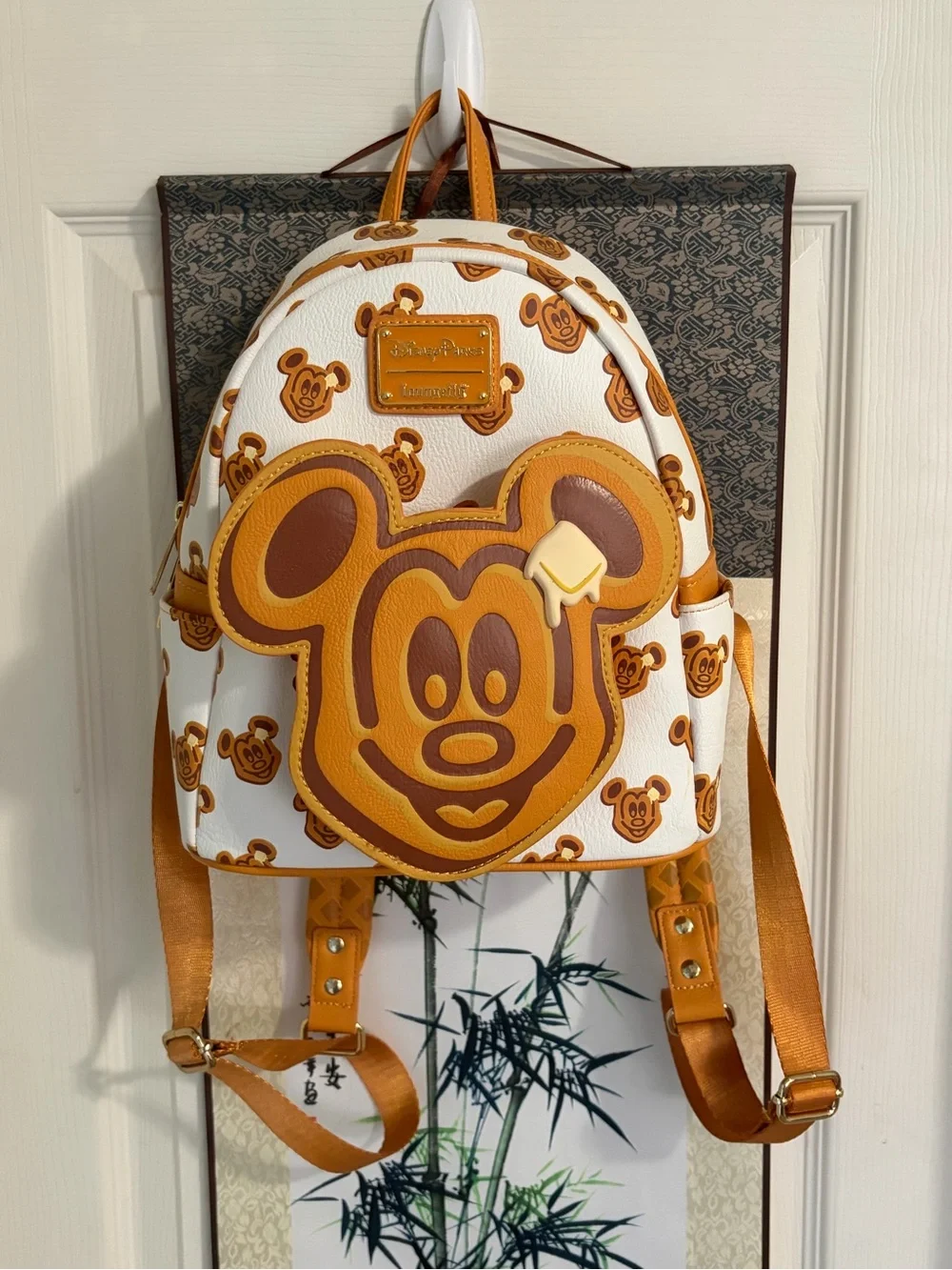 Disney x Loungefly Mickey Waffle Mini Backpack and Ears - White & Brown